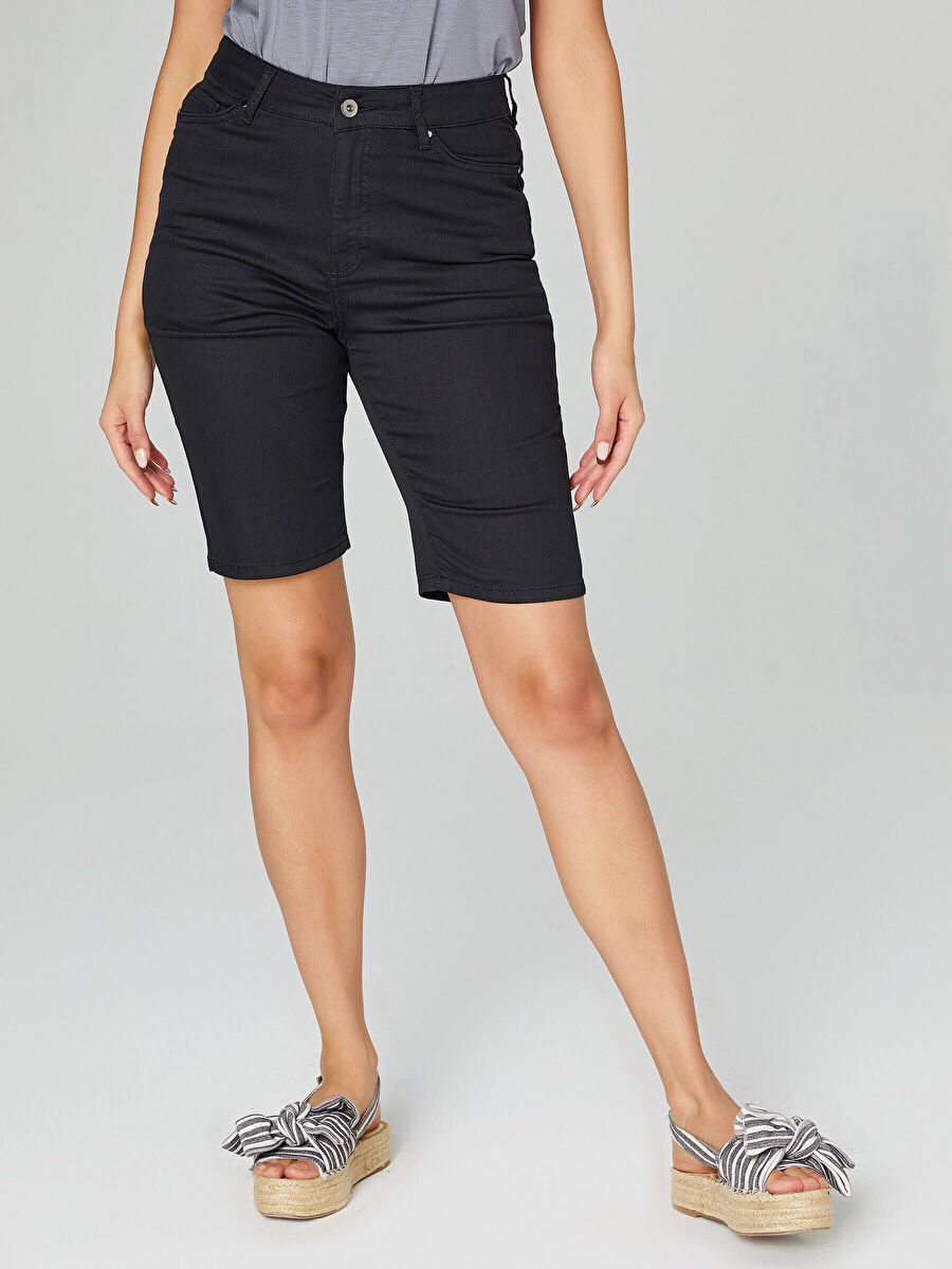 Black Normal Waist Slim Fit Shorts - 0061 - 2 | Porterist