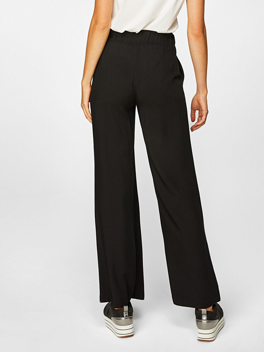 Black Wide Leg Viscose Pants 00067 | Porterist