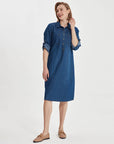 Indigo Shirt Collar Jean Dress 00069 | Porterist