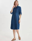 Indigo Shirt Collar Jean Dress 00069 | Porterist