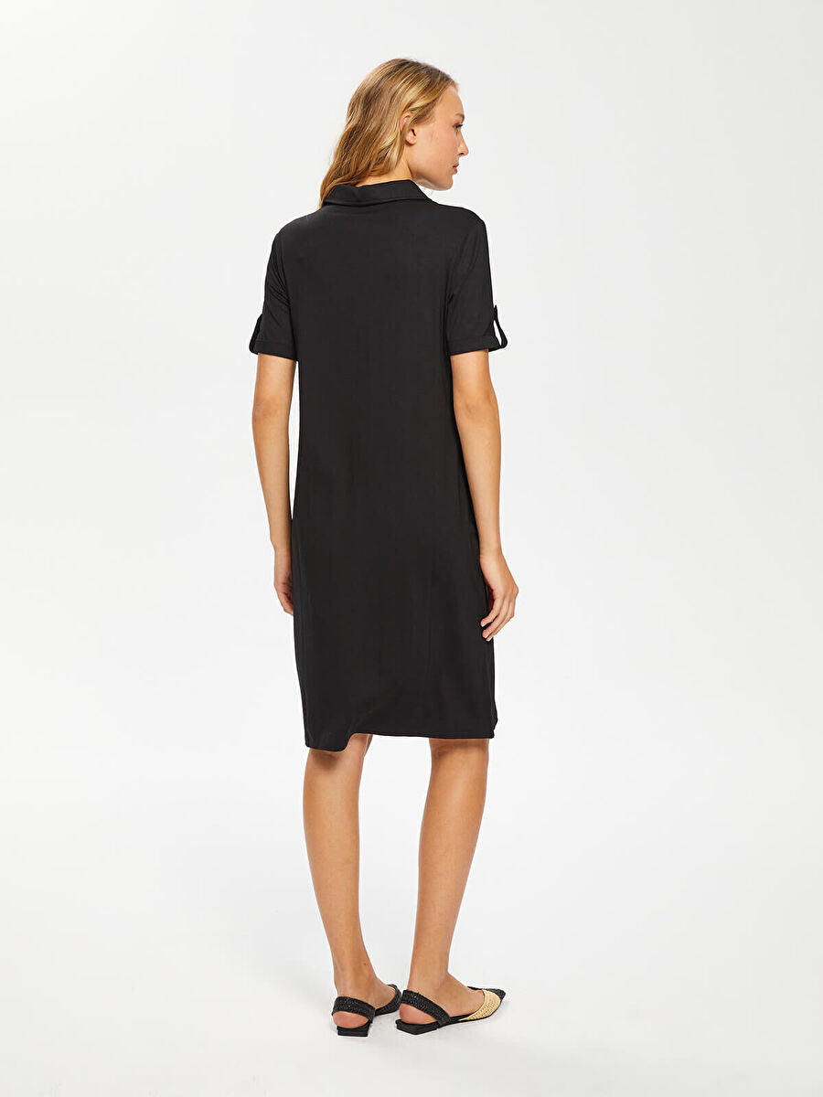 Black Polo Collar Dress 00070 | Porterist