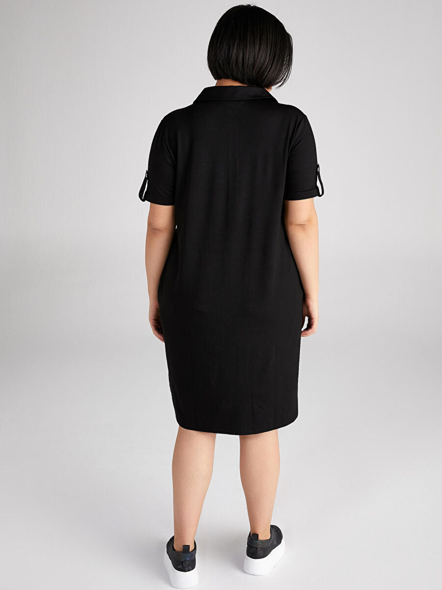 Black Polo Collar Dress 00070 | Porterist