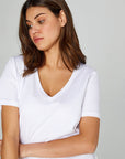 White Cotton V - neck T - shirt 00095 | Porterist