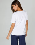 White Cotton V - neck T - shirt 00095 | Porterist