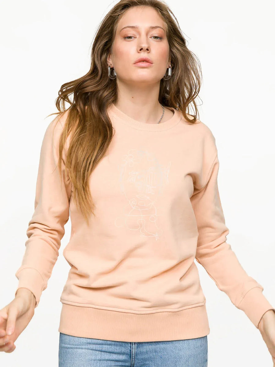 Abstract Print Woman Sweatshirt - Pink #1 | Porterist