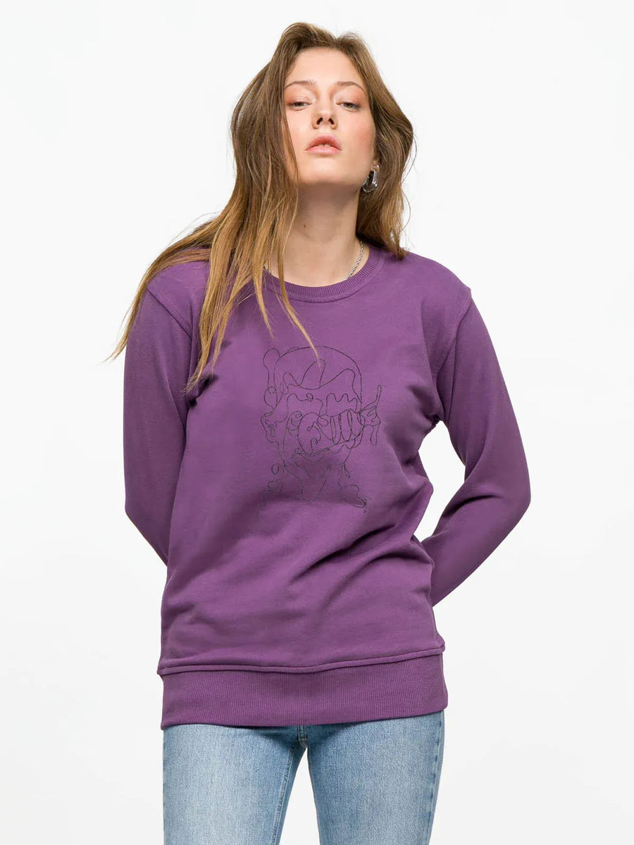Abstract Print Woman Sweatshirt - Purple | Porterist