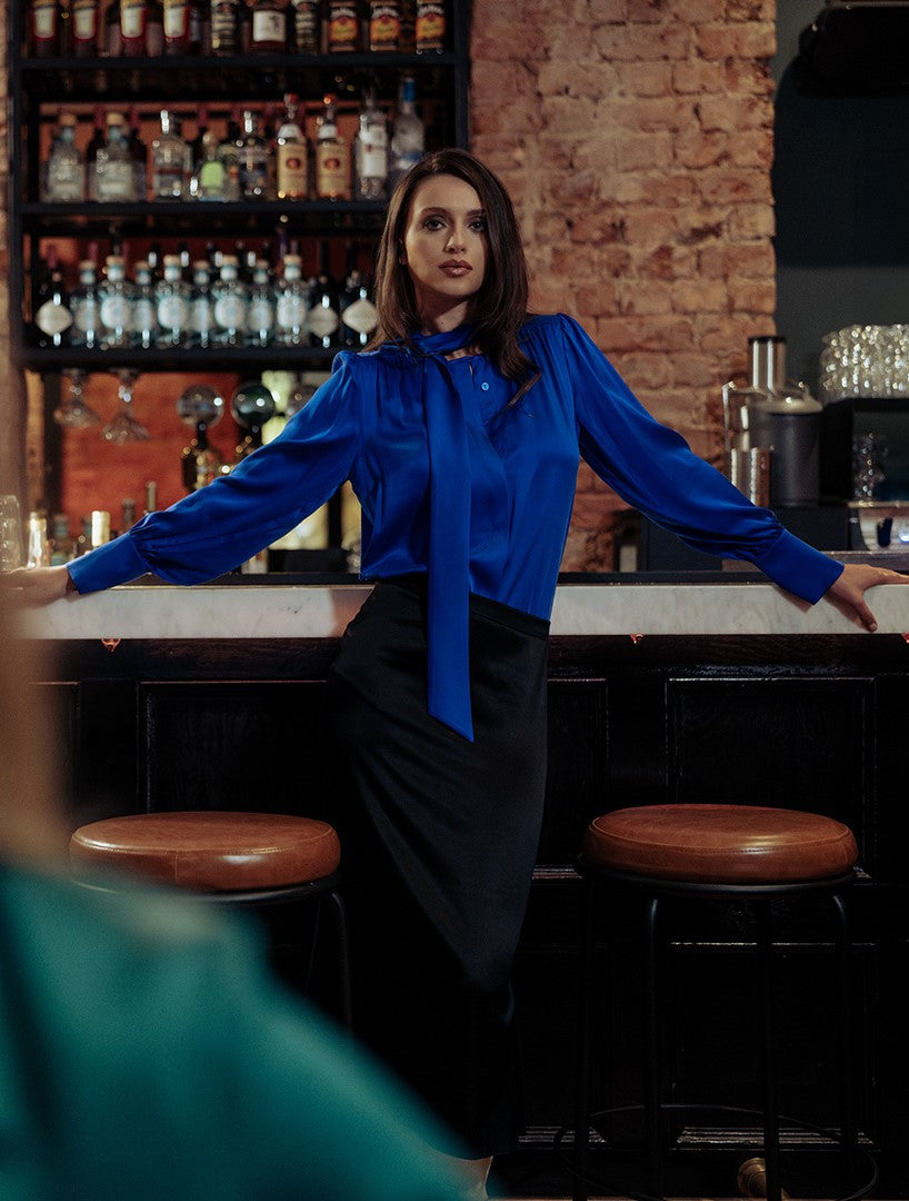 Blue Pure Silk Cecilia Shirt | Porterist