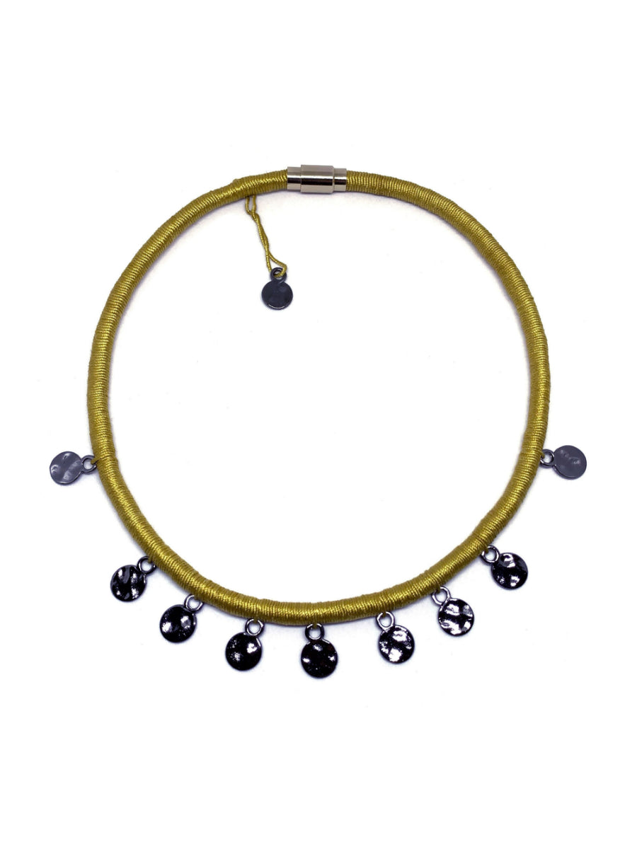 Gypsy Black Sequin Mustard Color Necklace | Porterist