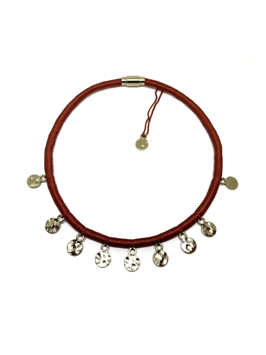 Gypsy Gold Sequin Burgundy Necklace | Porterist