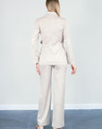 Beige Bow Tie Jacket And Trousers Set | Porterist