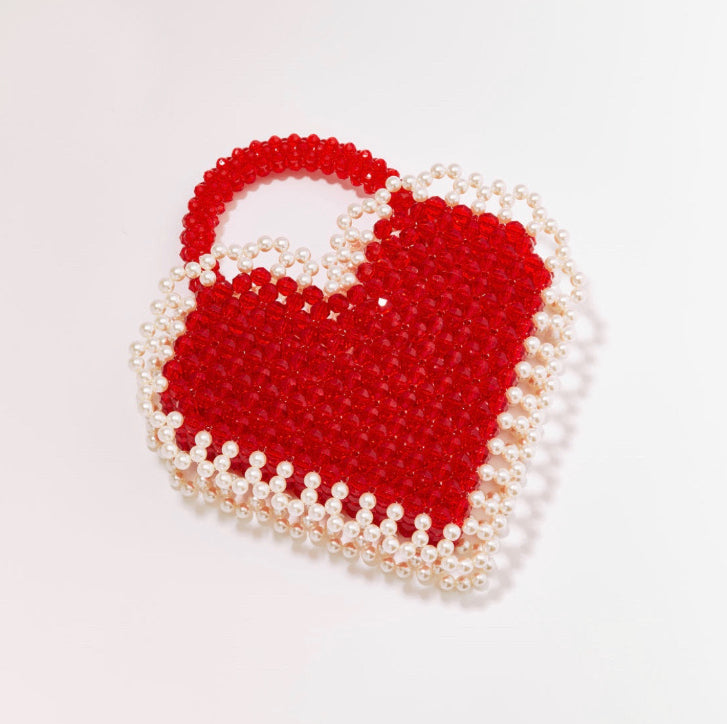 Heart Beads Red Hand Bag | Porterist