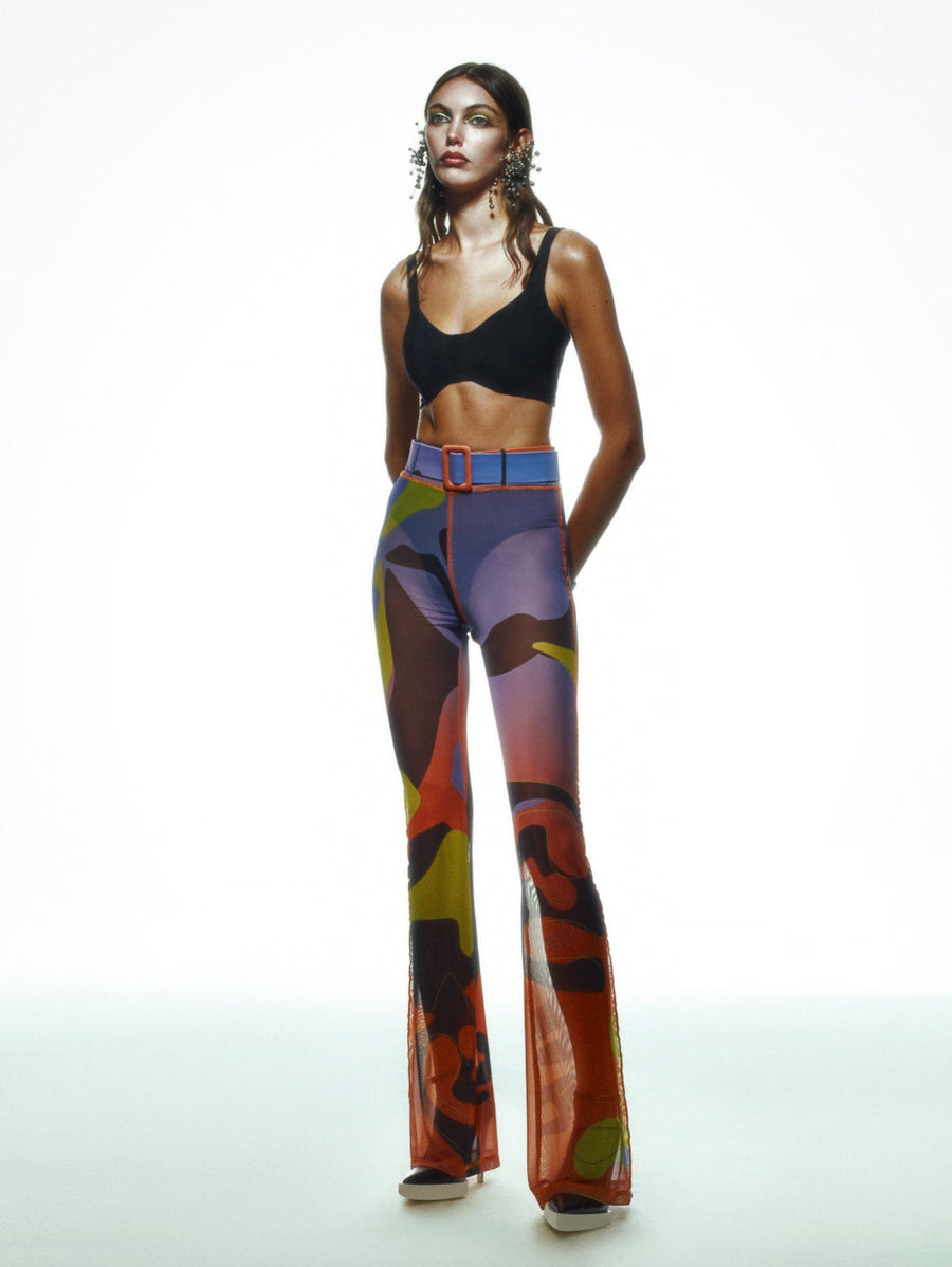 Tainted Flower Mesh Pants In Orange | Porterist