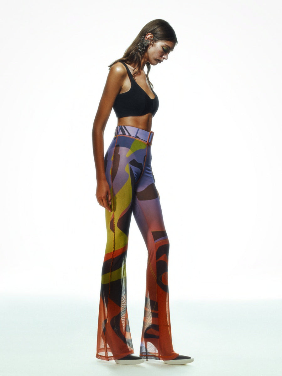 Tainted Flower Mesh Pants In Orange | Porterist