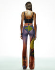 Tainted Flower Mesh Pants In Orange | Porterist