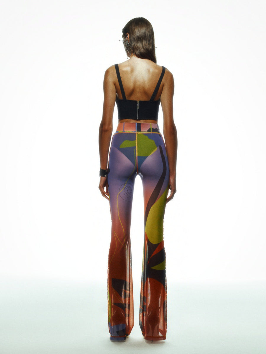 Tainted Flower Mesh Pants In Orange | Porterist