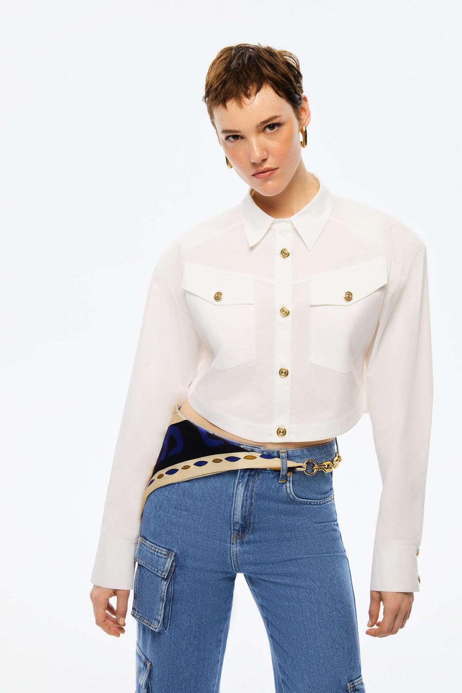 Cropped Shirt With Shoulder Pads | Porterist