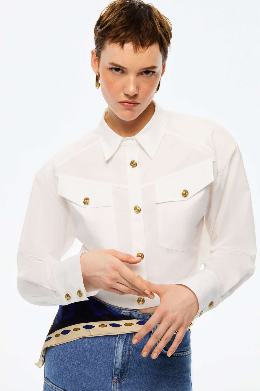 Cropped Shirt With Shoulder Pads | Porterist