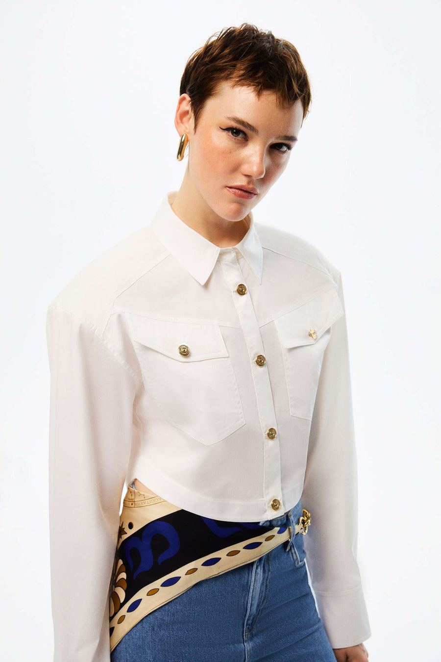 Cropped Shirt With Shoulder Pads | Porterist