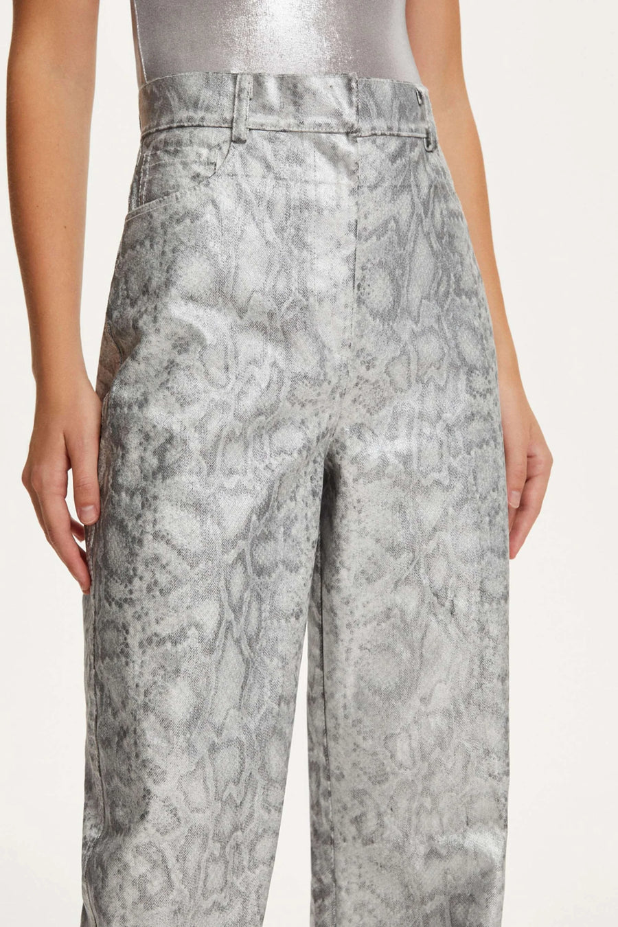 Silver Snake Print Pants | Porterist