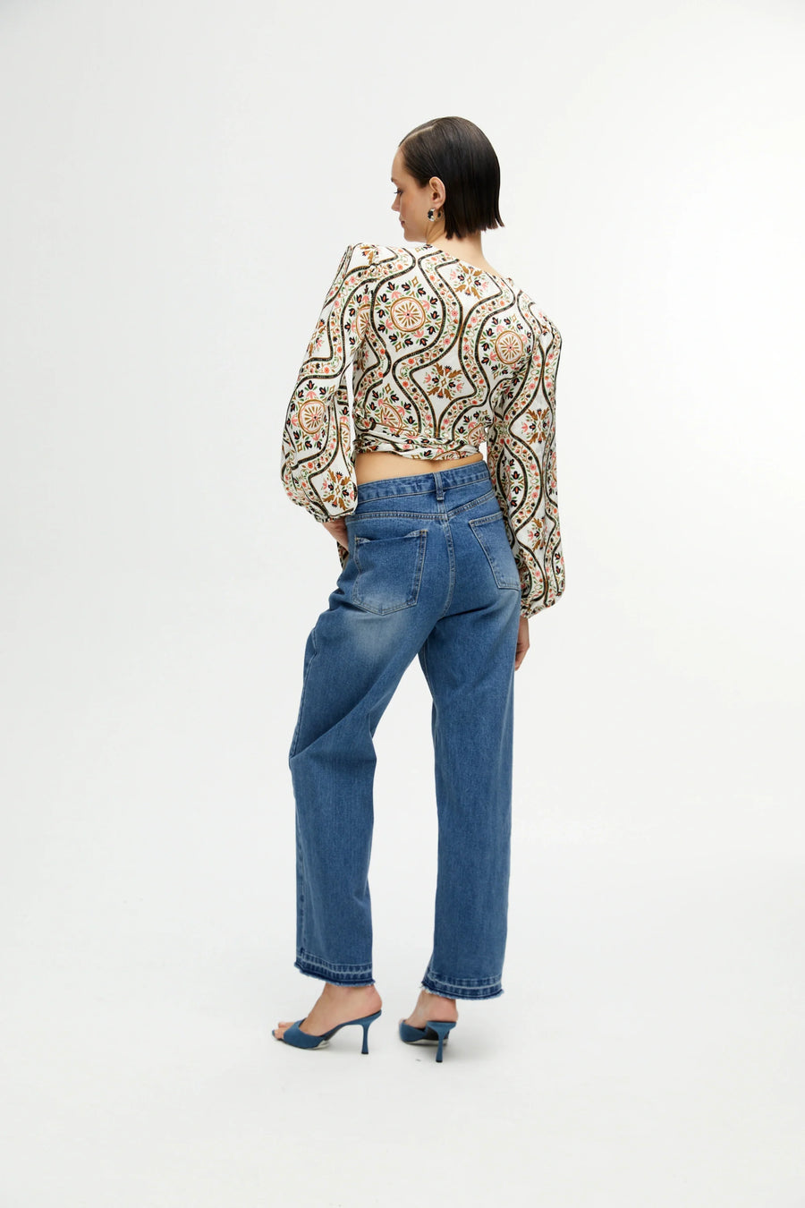 Printed Double - breasted Crop Top | Porterist