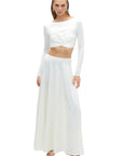 Flounced Ivory Long Skirt | Porterist