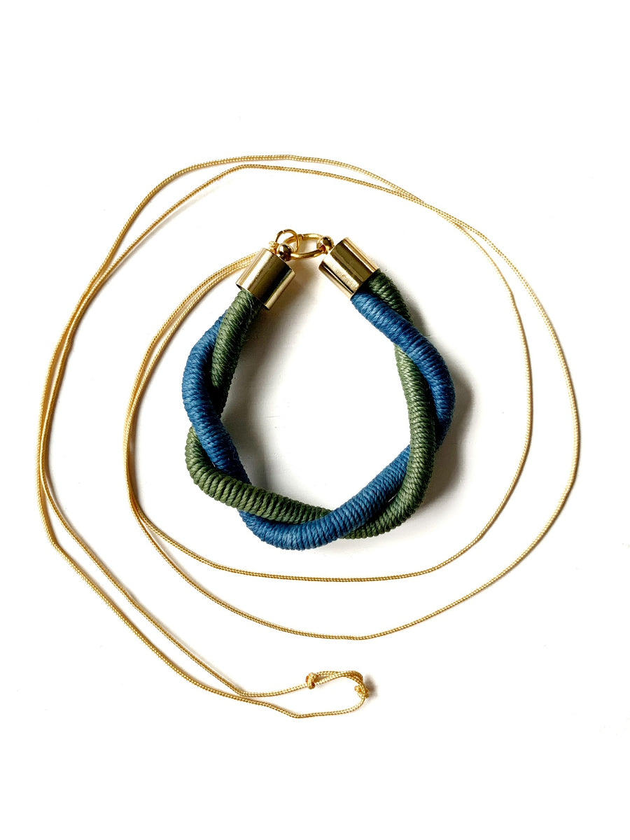 Tiny Ivy Blue Green White Necklace | Porterist