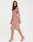 Ecru Floral Patterned Poplin Shirt Dress 66278 | Porterist