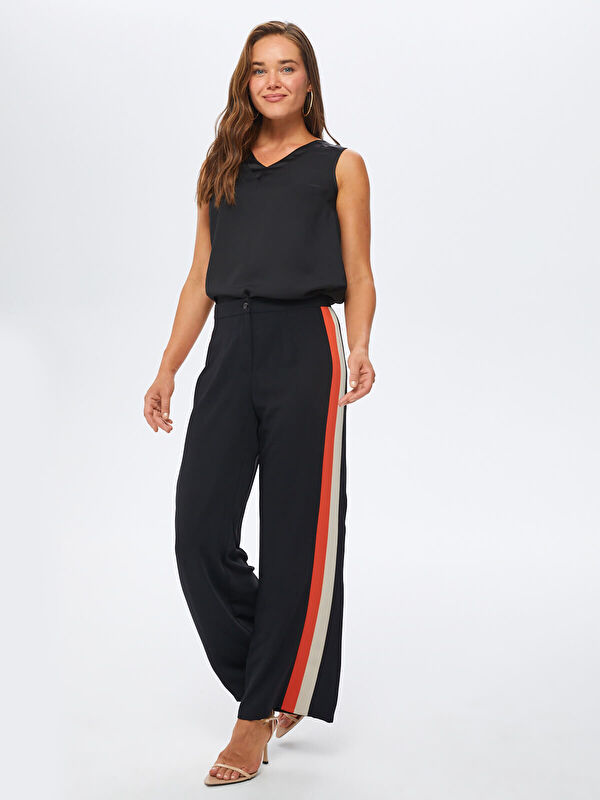 Striped Black Wide Leg Pants 67479 | Porterist