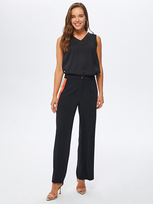 Striped Black Wide Leg Pants 67479 | Porterist