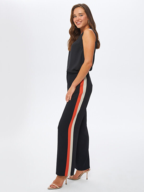 Striped Black Wide Leg Pants 67479 | Porterist