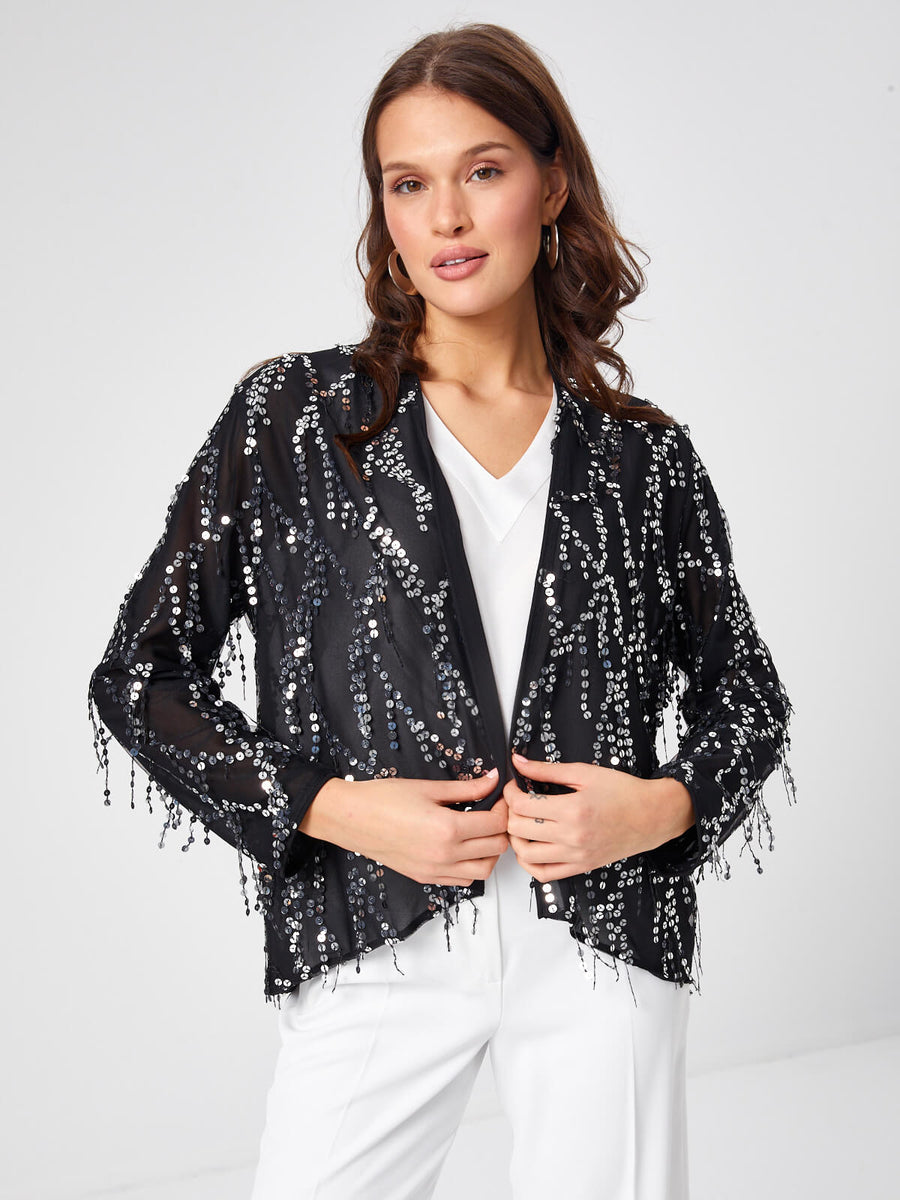 Black Sequin Jacket 68124 | Porterist