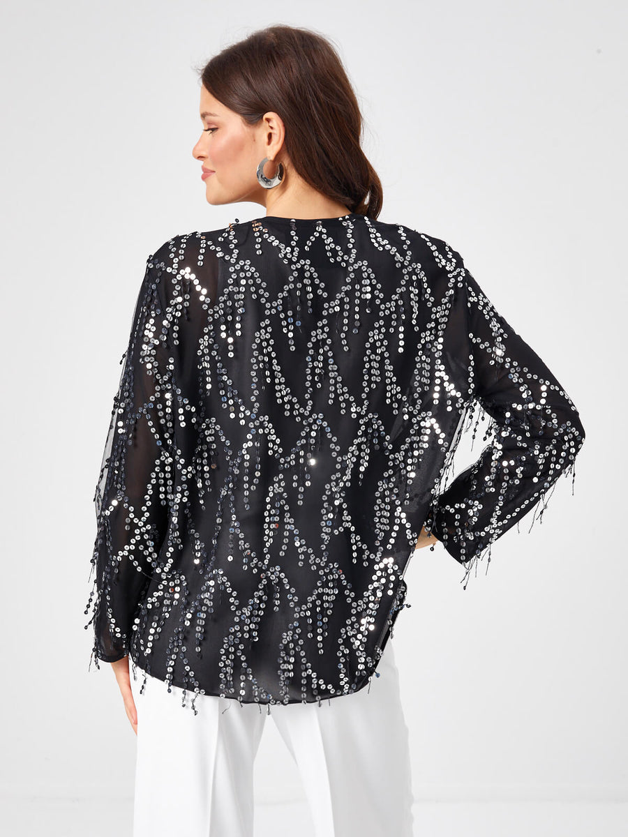 Black Sequin Jacket 68124 | Porterist