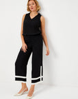 Black Straight Fit Capri With Contrast Stripes On The Sides