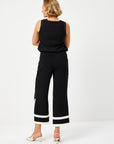 Black Straight Fit Capri With Contrast Stripes On The Sides