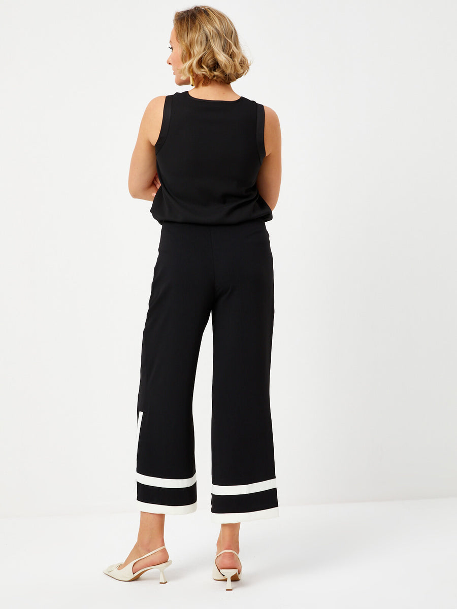 Black Straight Fit Capri With Contrast Stripes On The Sides