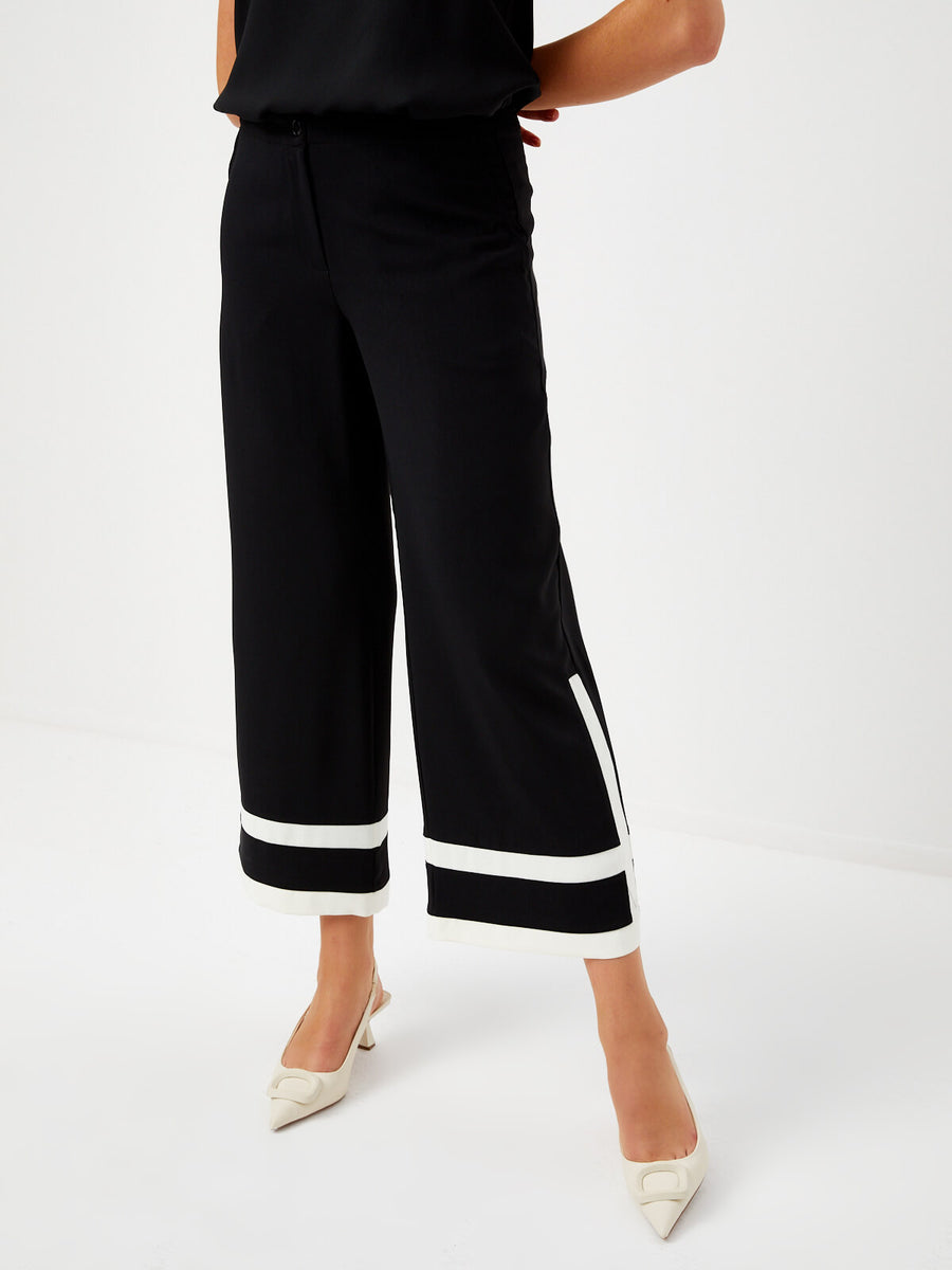 Black Straight Fit Capri With Contrast Stripes On The Sides