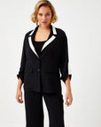 Black Color Block Jacket 68224 | Porterist