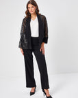 Black Glitter Tape Patterned Jacket 68225 | Porterist