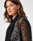 Black Glitter Tape Patterned Jacket 68225 | Porterist