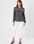 Glitter Tweed Jacket With Black Chain Embroidery 68226