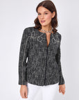 Glitter Tweed Jacket With Black Chain Embroidery 68226