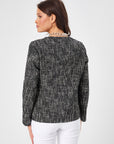 Glitter Tweed Jacket With Black Chain Embroidery 68226