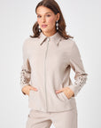 Stone Knitted Jacket With Hole Embroidery 68243 | Porterist