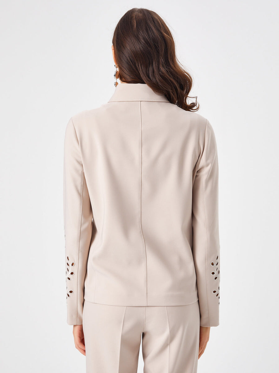 Stone Knitted Jacket With Hole Embroidery 68243 | Porterist