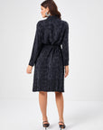 Black Self Jacquard Lyocell Tunnel Waist Shirt Dress 68291