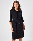 Black Cargo Pocket Dress With Metal Accessory 68301