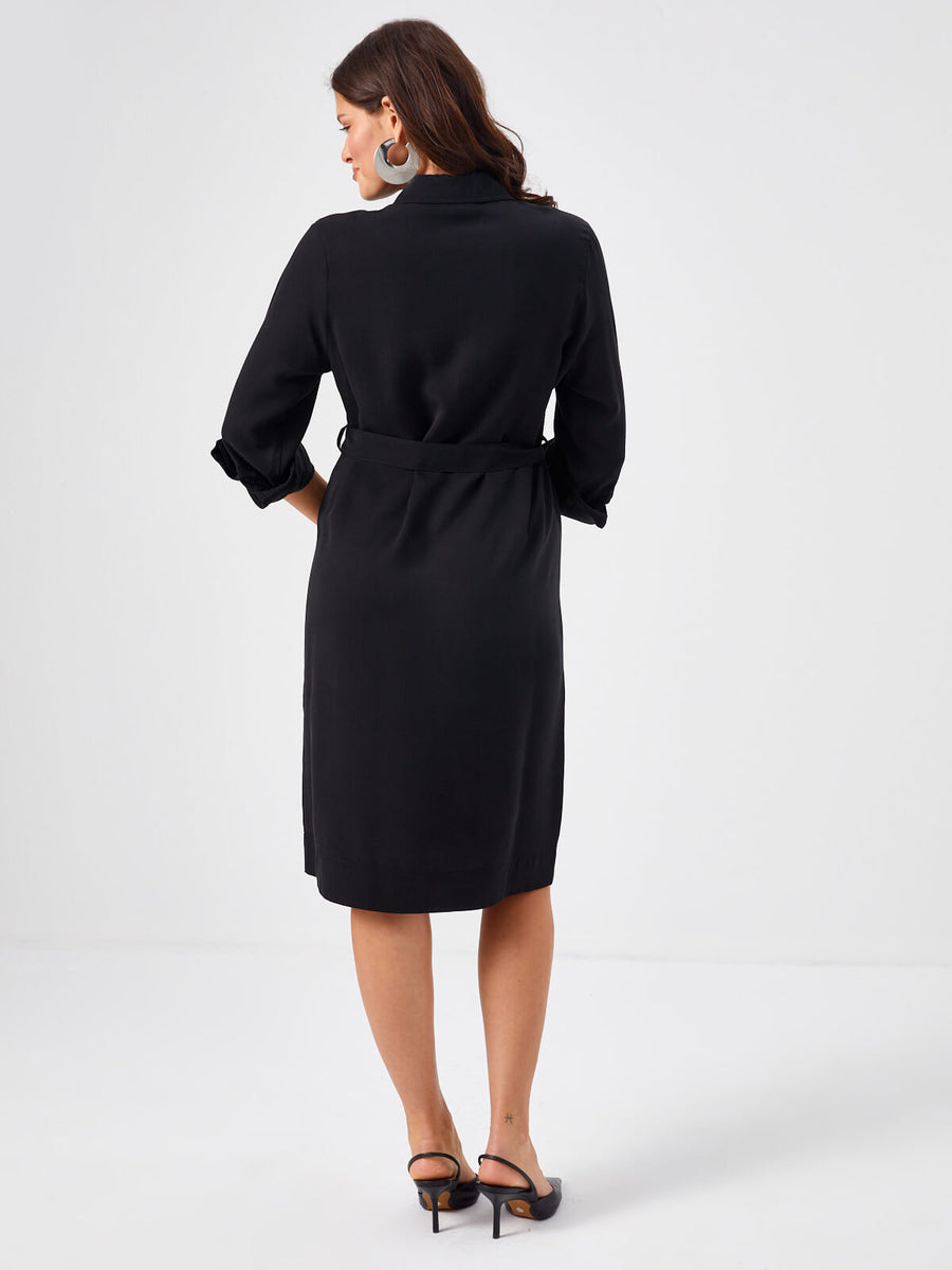 Black Cargo Pocket Dress With Metal Accessory 68301