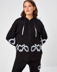 Black Punch Embroidery Detailed Tracksuit Top 68343