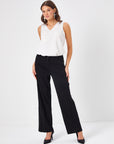 Black Straight Fit Trousers With Glitter Bias Stripe