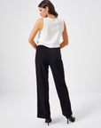 Black Straight Fit Trousers With Glitter Bias Stripe